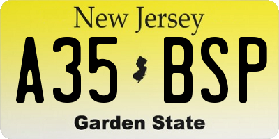 NJ license plate A35BSP