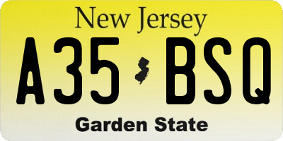 NJ license plate A35BSQ