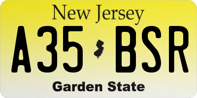 NJ license plate A35BSR