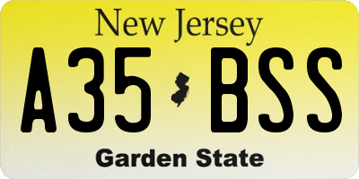 NJ license plate A35BSS