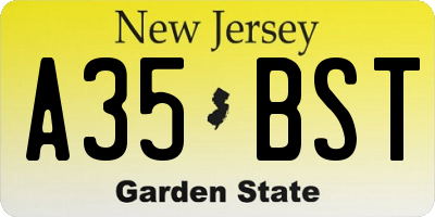 NJ license plate A35BST