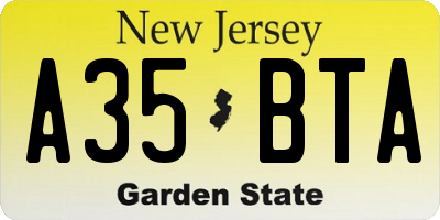 NJ license plate A35BTA
