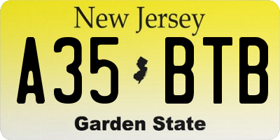 NJ license plate A35BTB
