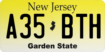 NJ license plate A35BTH