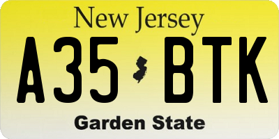 NJ license plate A35BTK