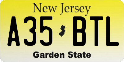 NJ license plate A35BTL