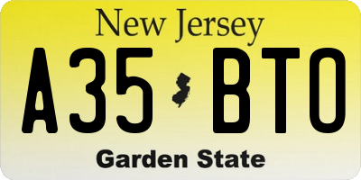 NJ license plate A35BTO