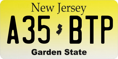 NJ license plate A35BTP
