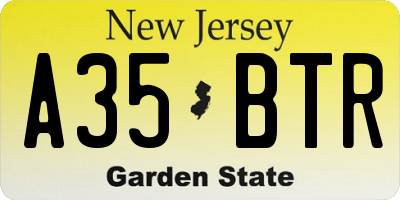 NJ license plate A35BTR