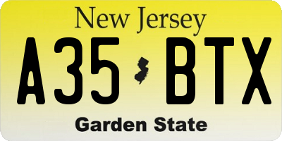 NJ license plate A35BTX