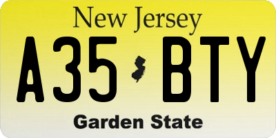 NJ license plate A35BTY