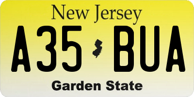 NJ license plate A35BUA