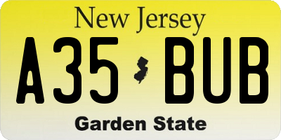 NJ license plate A35BUB