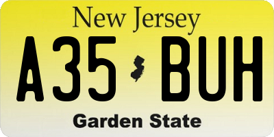 NJ license plate A35BUH