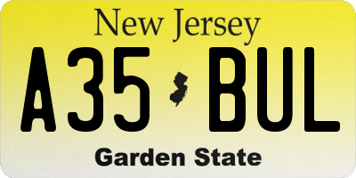 NJ license plate A35BUL