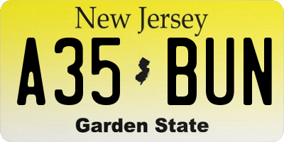 NJ license plate A35BUN