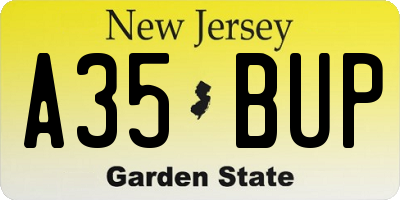 NJ license plate A35BUP