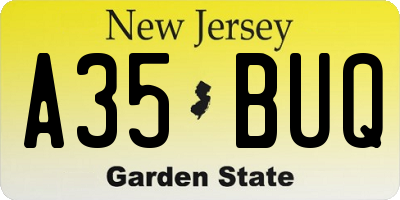 NJ license plate A35BUQ