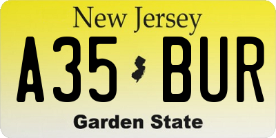 NJ license plate A35BUR