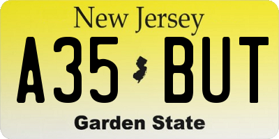 NJ license plate A35BUT
