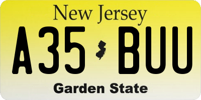 NJ license plate A35BUU