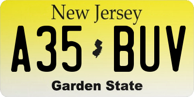NJ license plate A35BUV