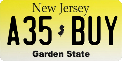 NJ license plate A35BUY