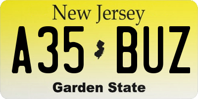 NJ license plate A35BUZ