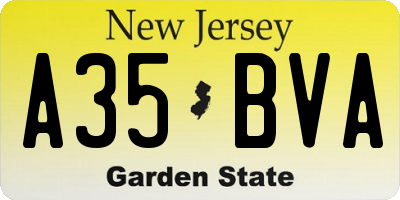 NJ license plate A35BVA