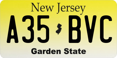 NJ license plate A35BVC