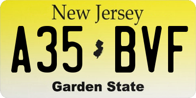 NJ license plate A35BVF