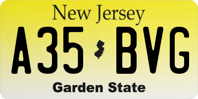NJ license plate A35BVG