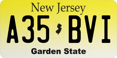 NJ license plate A35BVI