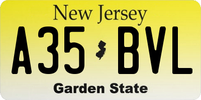 NJ license plate A35BVL