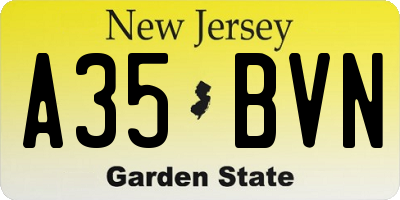NJ license plate A35BVN