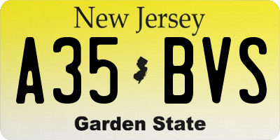 NJ license plate A35BVS