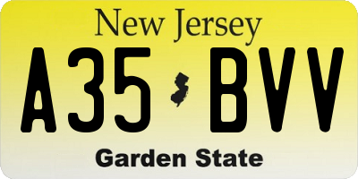 NJ license plate A35BVV