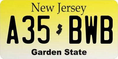 NJ license plate A35BWB
