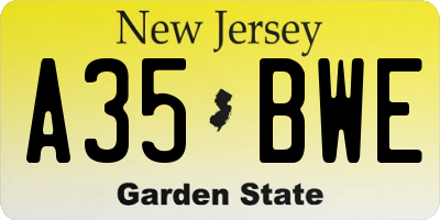 NJ license plate A35BWE