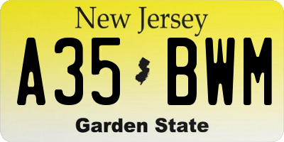 NJ license plate A35BWM
