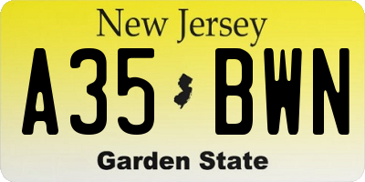 NJ license plate A35BWN