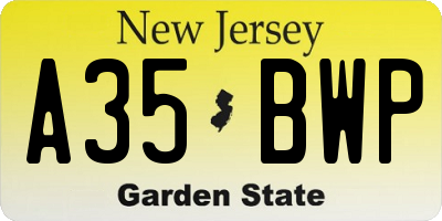NJ license plate A35BWP