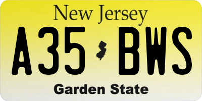 NJ license plate A35BWS
