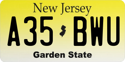 NJ license plate A35BWU