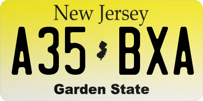 NJ license plate A35BXA