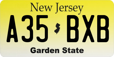 NJ license plate A35BXB