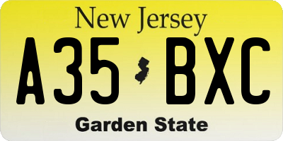 NJ license plate A35BXC
