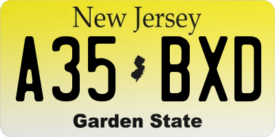 NJ license plate A35BXD