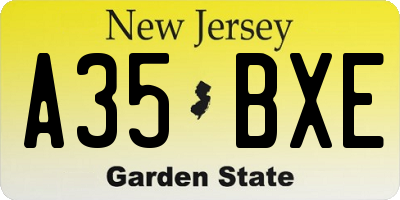 NJ license plate A35BXE