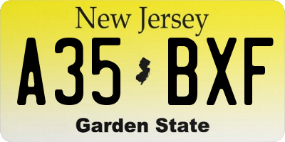 NJ license plate A35BXF